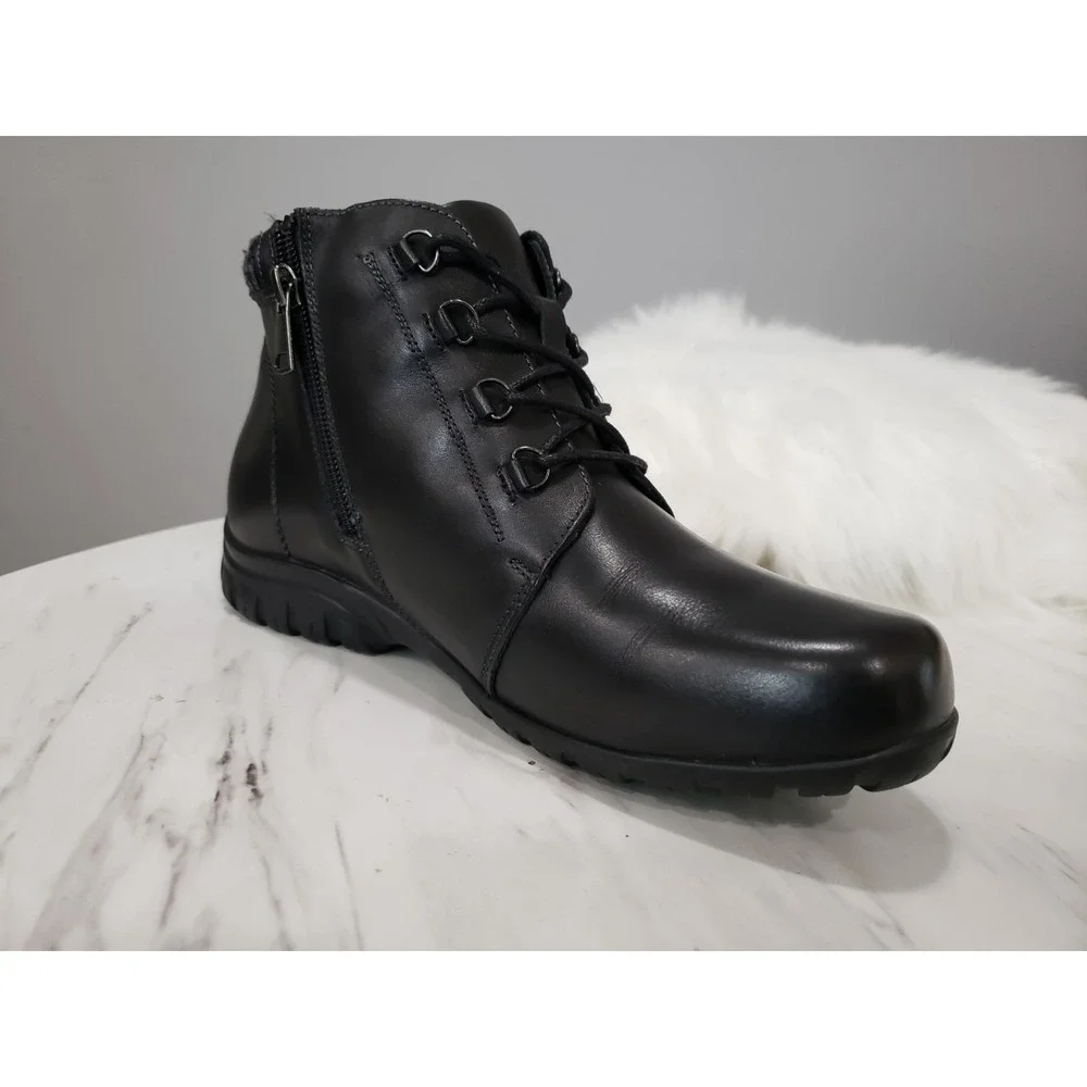 NEW NO BOX SIZE 8 Propet Delaney Zip Lace up Ankle Boots Womens Black Leather